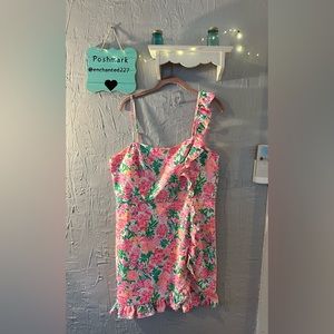Lilly Pulitzer Pink & Green Floral Ruffle Sundress